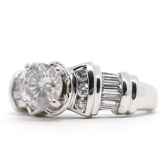 1.68 Carat 14k White Gold Diamonds Engagement Ring - Picture 8 of 12
